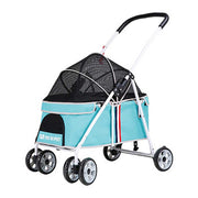 Dodopet Low Seat Four-Wheel Folding Dog Stroller (Blue) (Pet Weight: 20kg)