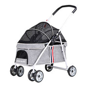 Dodopet Low Seat Four-Wheel Folding Dog Stroller (Grey) (Pet Weight: 20kg)