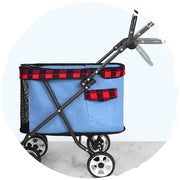 Dodopet Mini Four-Wheel Denim Folding Dog Stroller (Pet Weight: 12kg)