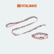 VITAL WAVE Diamond Gleam Collar & Dog Leash Two-Piece Set-PINK(M)