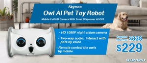 ElecBoy｜Skymee Owl AI Pet Toy Robot －Mobile Full HD Camera With Treat Dispenser AI-C20