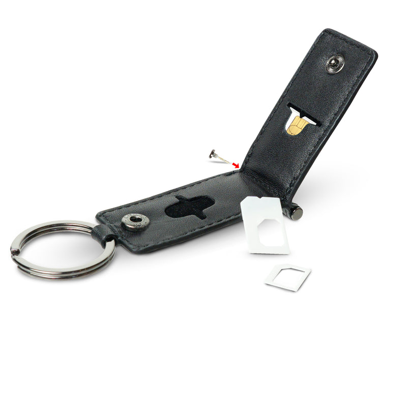 SmartGo SG-HL98BK 真皮SIM卡存放鑰匙扣