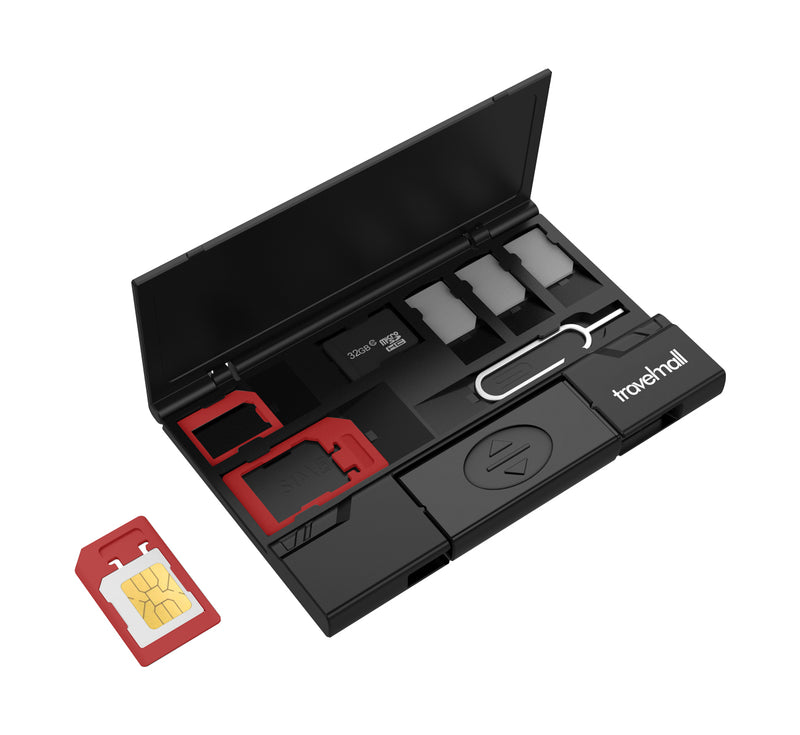 Travelmall Ultra Slim Multi-Storage Sim Card Organizer With Type C OTG Reader