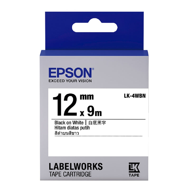 EPSON LK-4WBN (Black on White) Label Tape