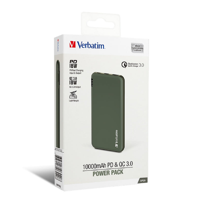 VERBATIM 10000mAh PD & QC 3.0 流動充電池