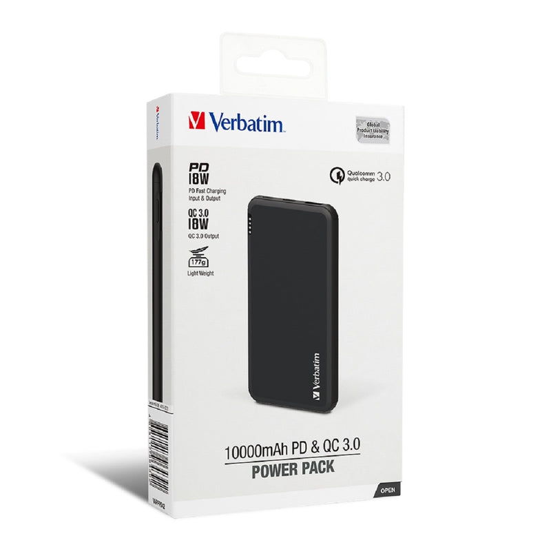 VERBATIM 10000mAh PD & QC 3.0 Power Pack