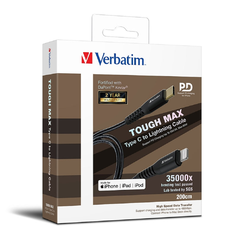 VERBATIM 200cm Tough Max 35000+ Bending Test C to  Lightning Cable