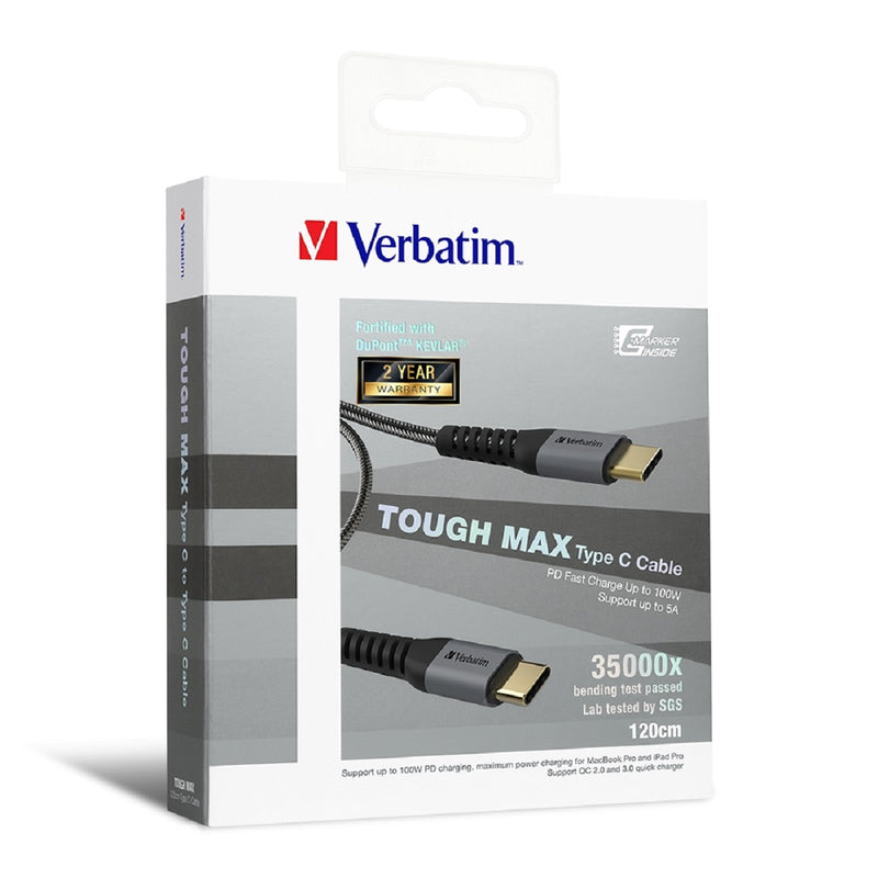 VERBATIM 120厘米Tough Max Type C to Type C 充電傳輸線