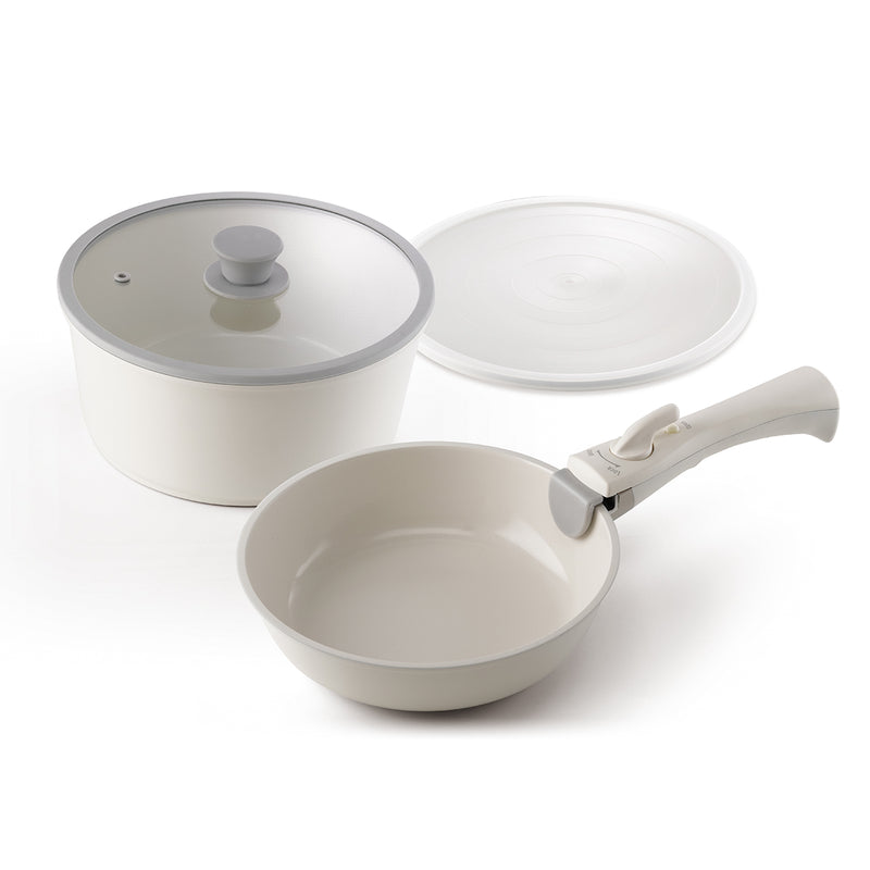 GERMAN POOL KPHSET2W Korean Detachable-Handle Non-stick Pan & Pot Set