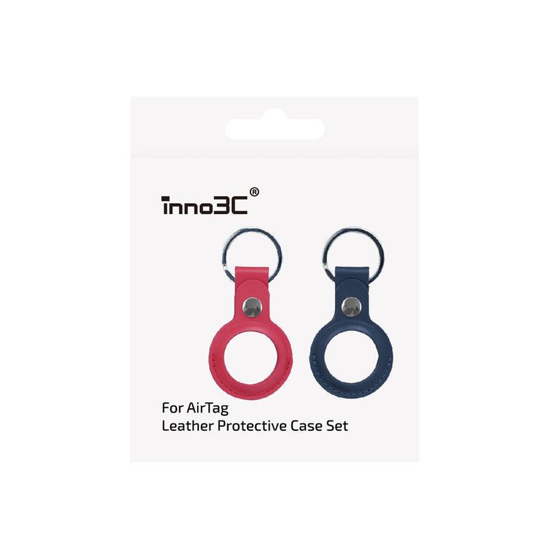 inno3C i-AT2R AirTag Leather Protective Case Set (Blue & Red)