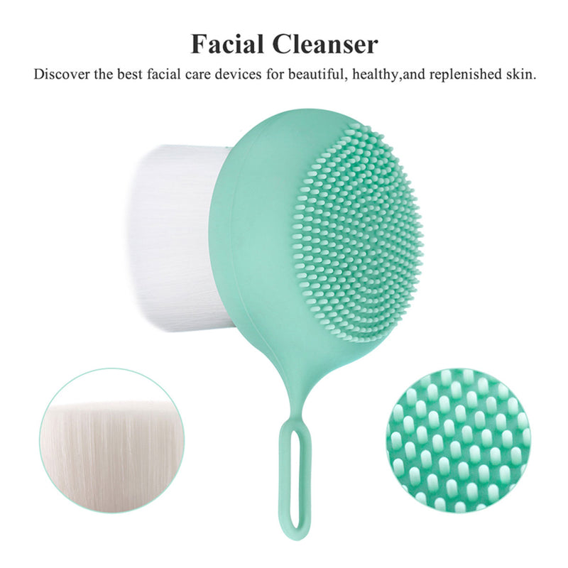 TOUCHBeauty TB1763 Soft Bristles Silicone Facial Face Brush, 2 In 1 Manual Exfoliation Pore Cleaner Brush