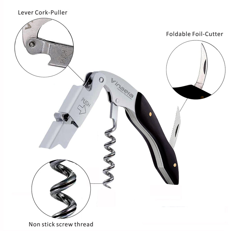 VINAERA Waiter's Friend Corkscrew Ebony Edition