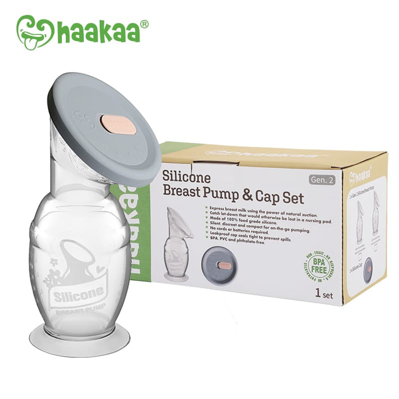 Haakaa哈咔 第 2 代150ml 矽膠吸奶器連灰蓋禮盒裝
