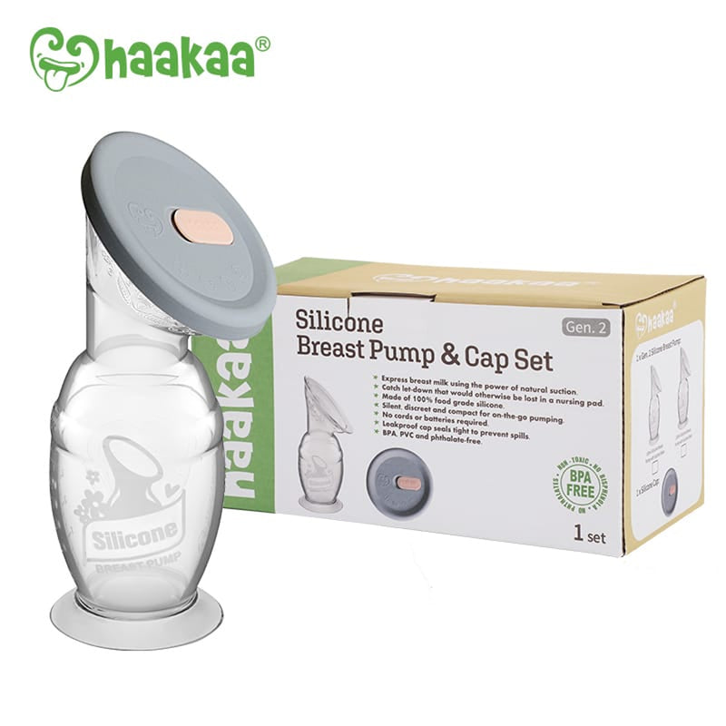 Haakaa哈咔 第 2 代100ml 矽膠吸奶器連灰蓋禮盒裝
