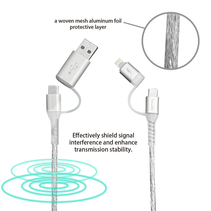 inno3C i-4LA-12 4 in 1 Lightning/Type-C to USB/Type-C Cable