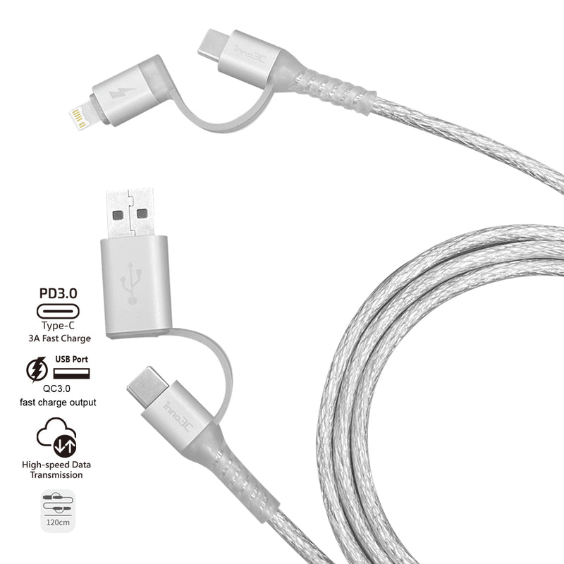 inno3C i-4LA-12 4 in 1 Lightning/Type-C to USB/Type-C Cable