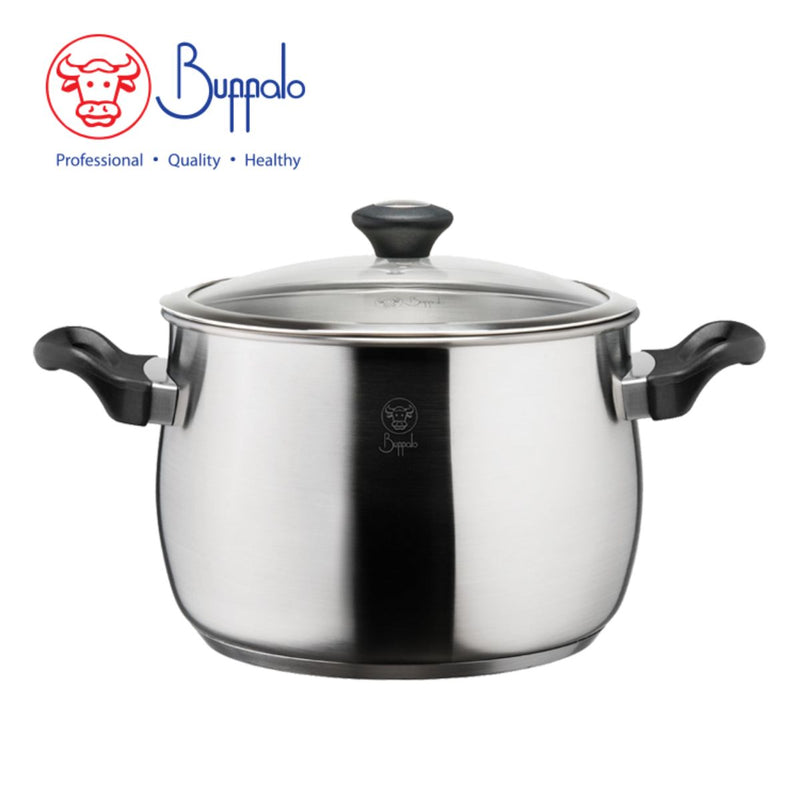 Buffalo PRECIOUS S/ST HIGH  STOCKPOT WITH GLASS LID (24X17CM/8.05L)