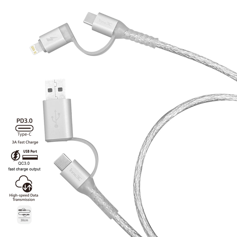 inno3C i-4LA-03 4 in 1 Lightning/Type-C to USB/Type-C Cable (0.3m)