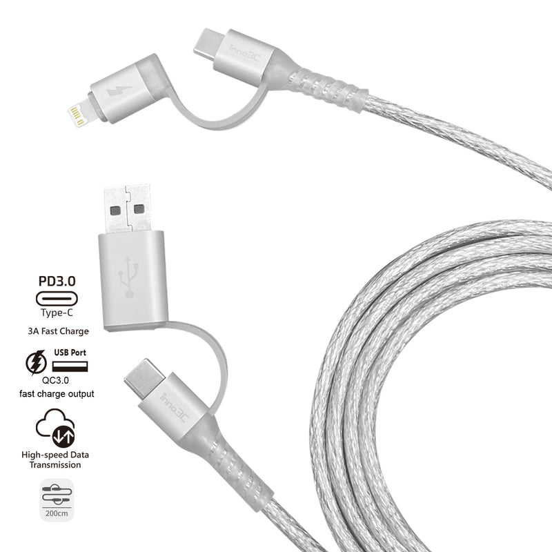 inno3C i-4LA-20 4 in 1 Lightning/Type-C to USB/Type-C Cable 2M