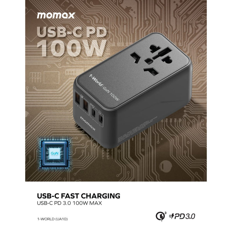 Momax UA10 1-World Dreamer 100W GaN All-round Fast Charge Travel Socket